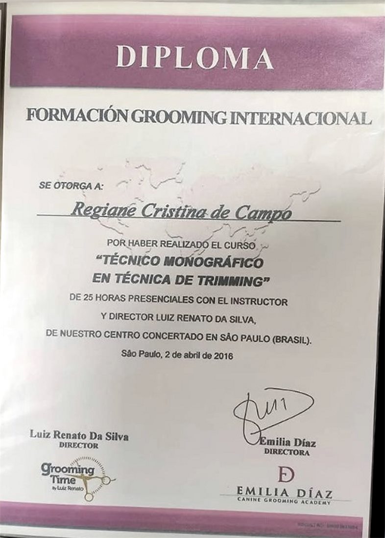 Diploma de Formación Grooming Internacional, curso de Técnica de Trimming de 25 horas